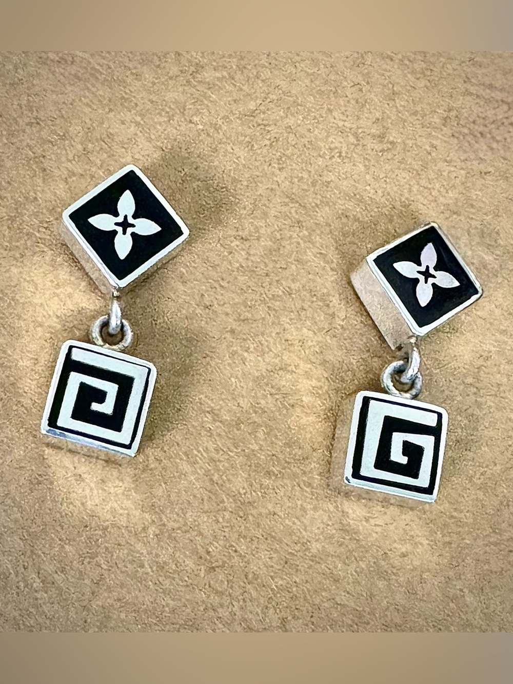 Victoria Varga Sterling & Black Resin Drop Earrings - 14K Gold Posts